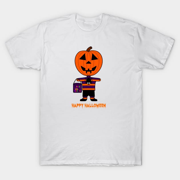 Happy Halloween! Pumpkin Head Boy T-Shirt by JeanKellyPhoto